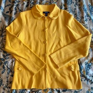 Lands End Size Medium Button Up Yellow Sweater